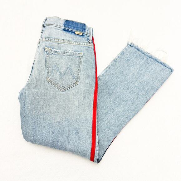 Mother Superior The Insider Crop Fray Thanks, Again Racer Denim Jeans Size 24 - Picture 11 of 11
